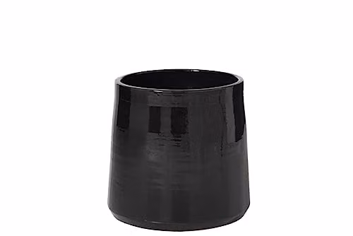 J-Line Ronde keramische bloempot - Zwart - Large - Ø 28 cm