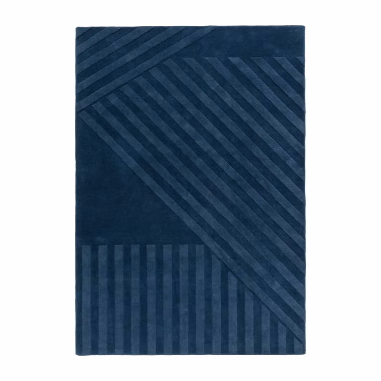 NJRD Levels Stripes wollen vloerkleed Blauw, B: 200 cm, D: 300 cm