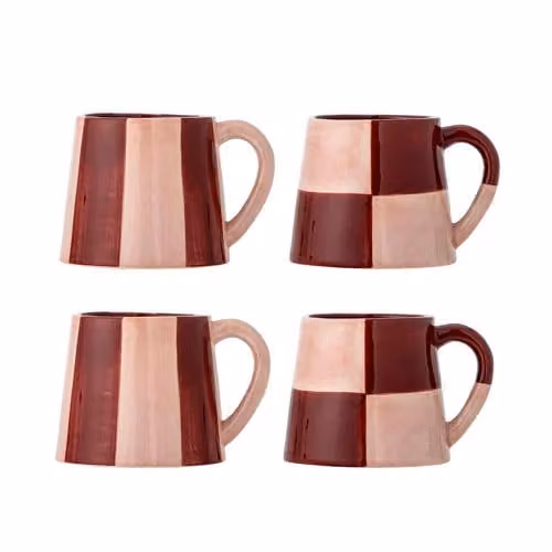 Bloomingville Floki mokken set van 4, roze/rood