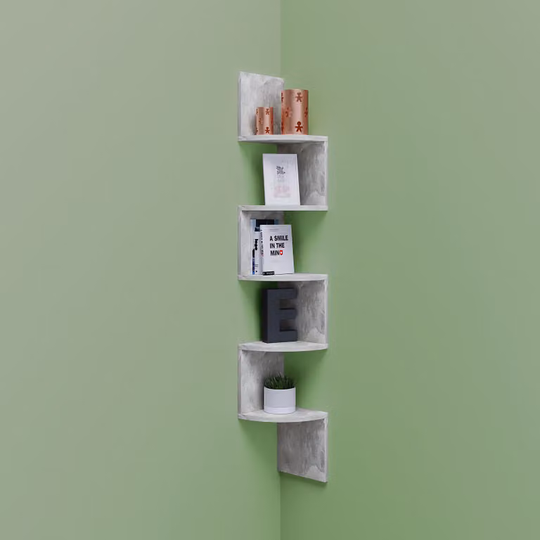 home24 Open hoekwandkast Arik grijs/betonnen look B: 124 cm, D: 20 cm, H: 20 cm