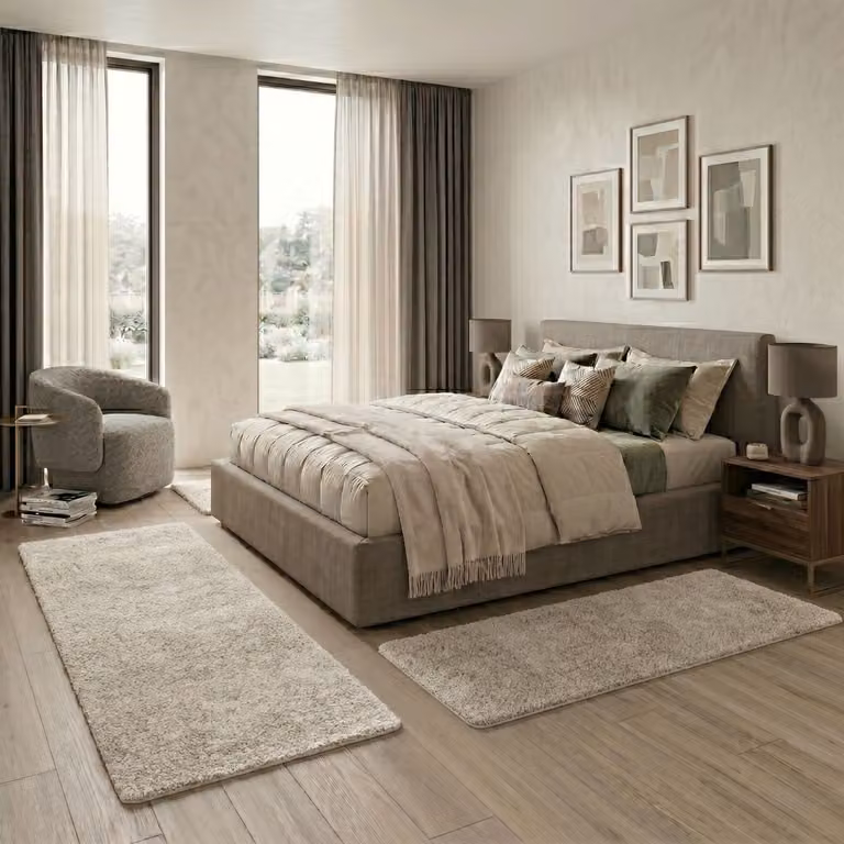 FLOORDIREKT Sphinx Slaapkamer Vloerkleed Set - Creme - 1 Loper 67 x 240 cm en 2 Lopers 67 x 140 cm