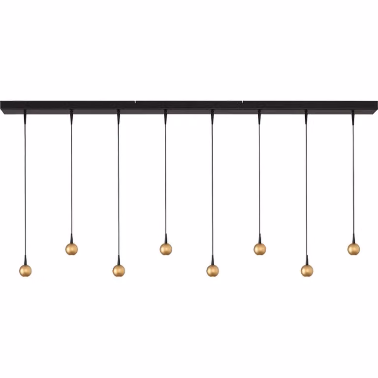 Masterlight Talana 8-lichts hanglamp zwart met goud, Ø 6 cm