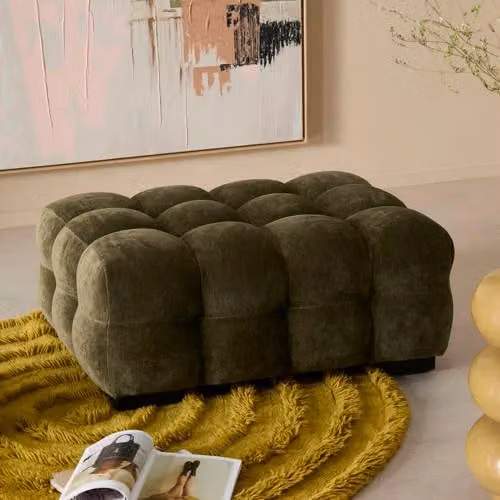 NOUS Living hocker Mint met velvet en boucle stof