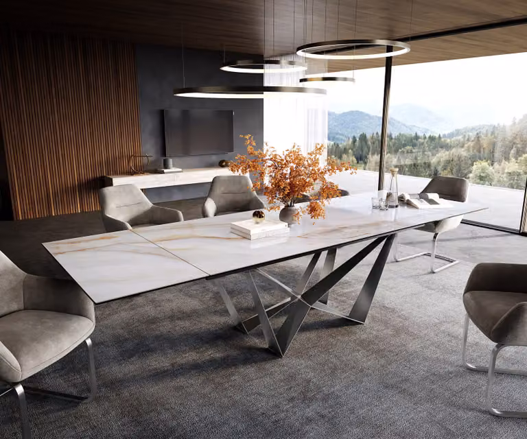 DELIFE Eettafel Edge Onyx Pearl, Keramiek, Uittrekbaar, B/D/H: 200 x 100 x 75 cm tot 300 x 100 x 75 cm