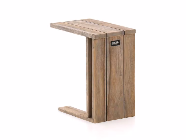 ROUGH Furniture Bijzettafel voor in de tuin, Rechthoekig Teakhout, Bruin/Grijs