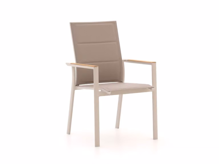 Bellagio Albinea Dining tuinstoel met armleuningen in beige outdoor textiel en gepoedercoat aluminium