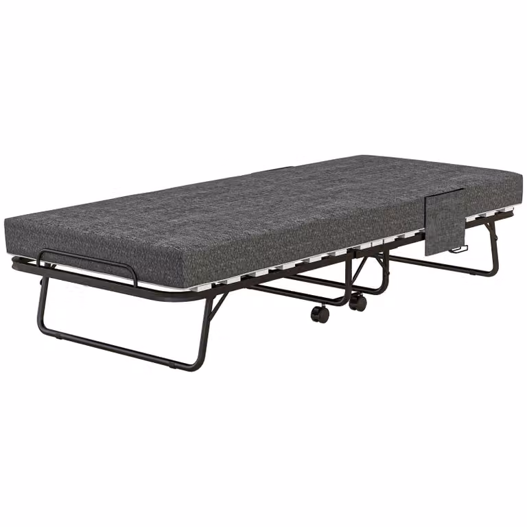 HOMCOM opklapbed met matras en 4 wielen, donkergrijs, B/D/H: 80 x 190 x 42 cm