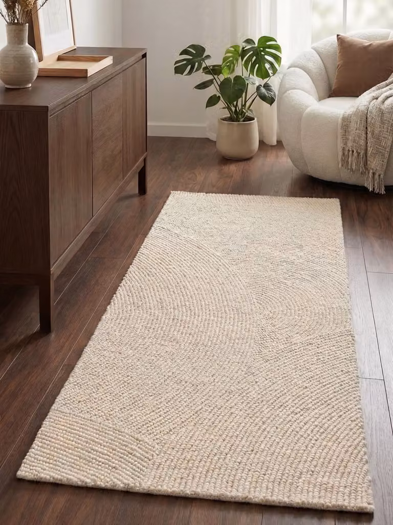 home24 Wollen loper Eleni wit/beige B: 80 cm, L: 300 cm