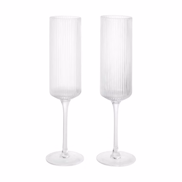 Ferm Living Ripple champagneglazen, 2-stuks, transparant, 15 cl