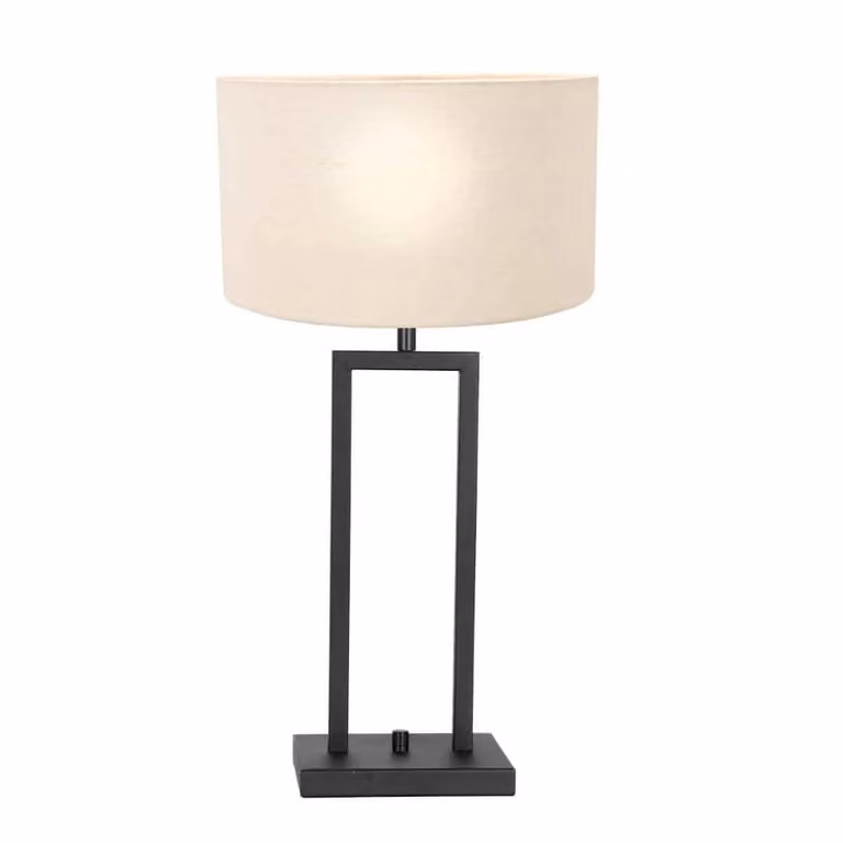 Steinhauer Zwarte schemerlamp Stanger met witte stoffen kap