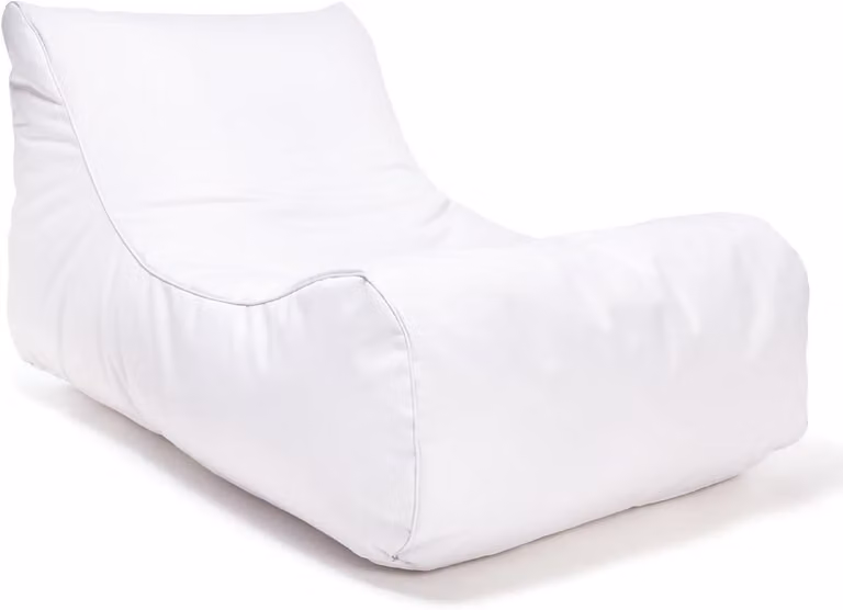 Witte Polyester Pouf Zitzak Stoel met Opbergvak voor Buiten, B/D/H: 115 x 65 x 60 cm