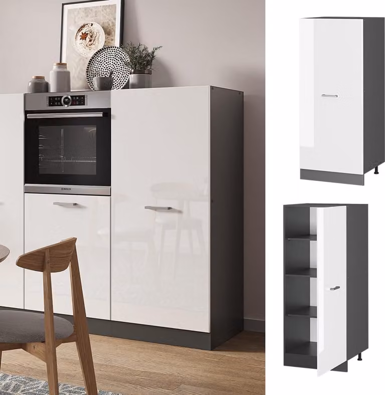 Modulaire ovenombouwkast 60 cm in Anthraciet en Wit Hoogglans voor jouw keuken