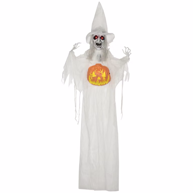 HOMCOM Halloween-geest met LED-verlichting en geluidseffecten, H 183 x B 60 x D 18 cm