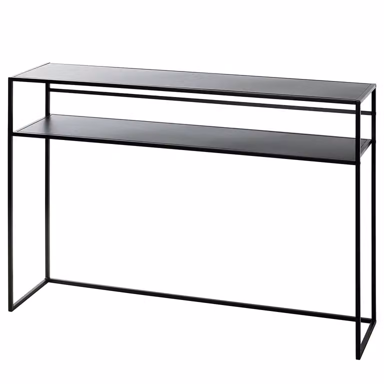 HAKU Consoletafel zwart modern metaal B: 112 cm, H: 81 cm, D: 28 cm