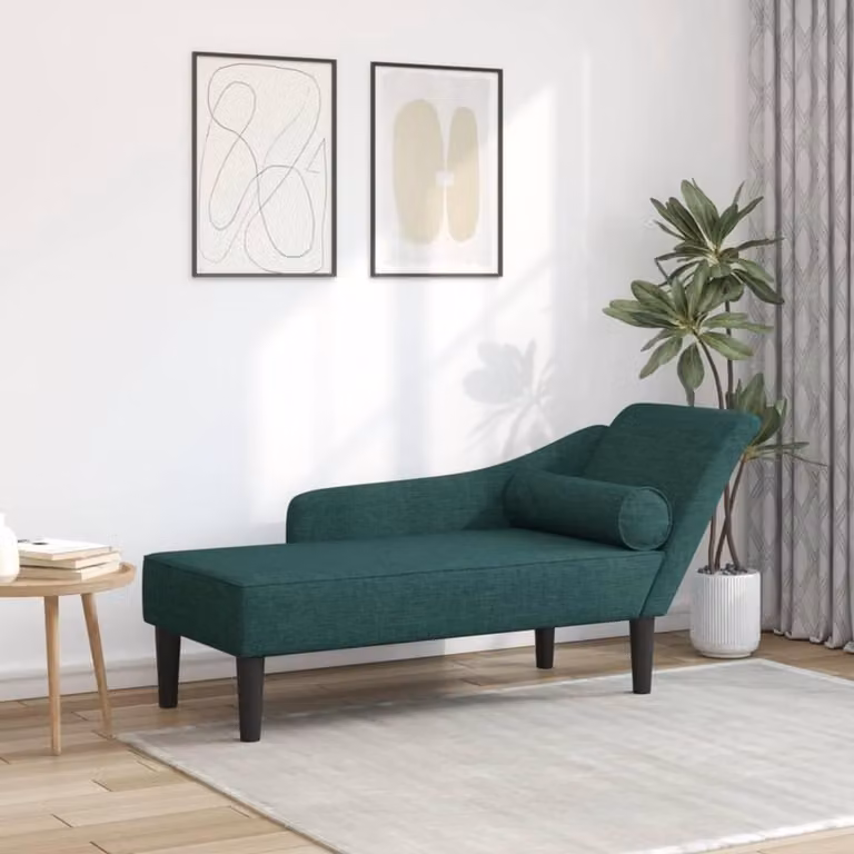 Donkergroene moderne chaise longue met elastische schuimvulling, Breedte: 141 cm