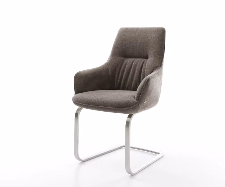 DELIFE Zelia-Flex Sledemodel Bank met Armleuning, Taupe Gestructureerde Stof en Pocketveer Kern
