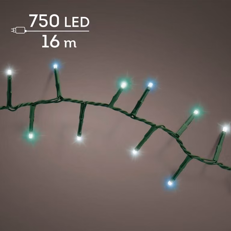 Lumineo LED compacte twinkelverlichting met 750 groen blauwe multi lampjes