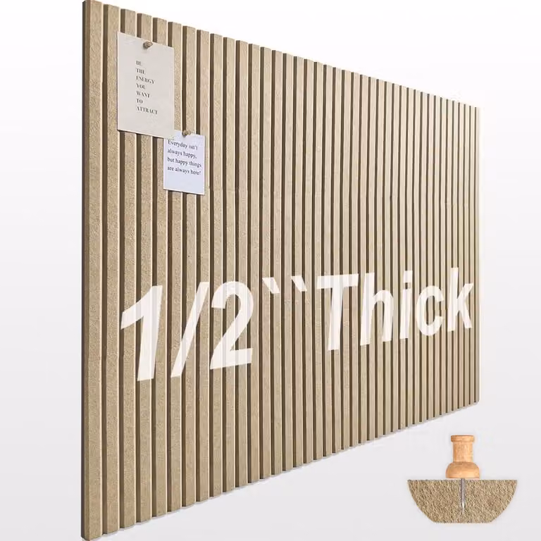 Set van 12 vilten wandtegels met kurkplanken en pushpins, Breedte: 91 cm, Hoogte: 122 cm, Dikte: 1,27 cm