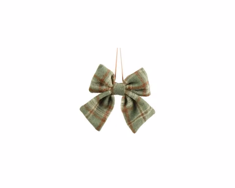 Lichtgroene polyester strik met geometrisch patroon voor kerstdecoratie, 14 cm