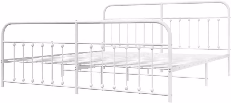 Wit metalen bedframe voor volwassenen met een robuuste stalen constructie, 200 x 200 cm