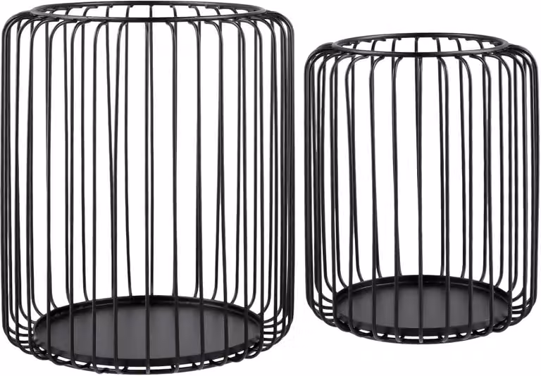 SnelShoppen Set van 2 zwarte metalen windlichten voor buiten en binnen