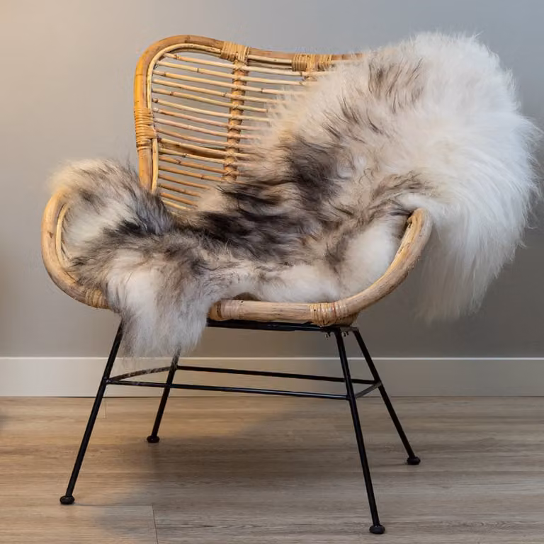 Natuurlijke IJslandse Schapenvacht WOOOL - Wit Zwart - XS - 80 x 45 cm