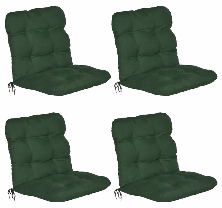 Beautissu Flair NL set van 4 lage rugleuningkussens met koordsluiting, donkergroen, B: 100 cm, D: 50 cm, H: 8 cm