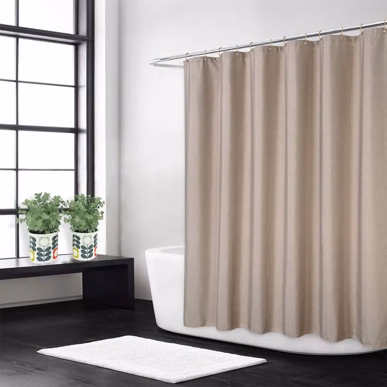 Luxe Vlas Linnen Douchegordijn met Haken - Taupe - 180 x 180 cm