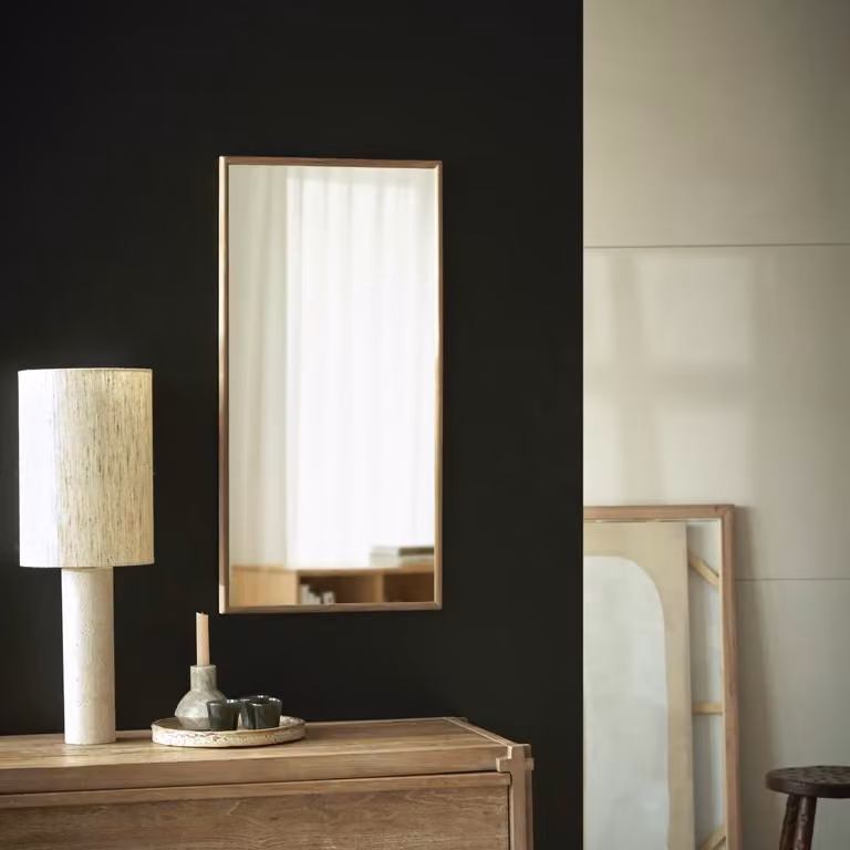 Tikamoon Moderne Wandspiegel van Hout - Bruin - B: 80 cm, H: 40 cm