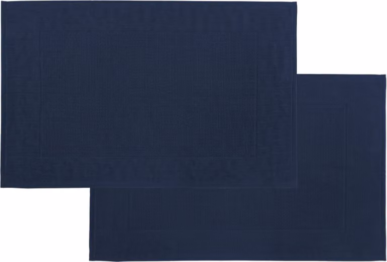 Tiseco Home Studio Badmat DELUX Set van 2 - Donkerblauw - 100% katoen - 50 x 80 cm