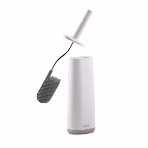 Joseph Joseph Flex Slimme Hygiënische Siliconen Toiletborstel met Houder Set, Grijs/Wit, Regular