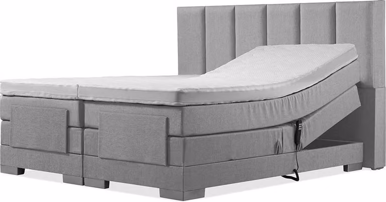 Elektrische Boxspring inclusief horizontaal hoofdbord - Zilvergrijs - B/D: 120 x 200 cm