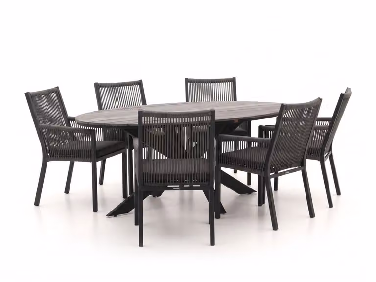 Manifesto Furniture Diningset Manifesto voor 6 personen, 7-delige tuinset met ovaal polywood tafel en aluminium onderstel, bruin