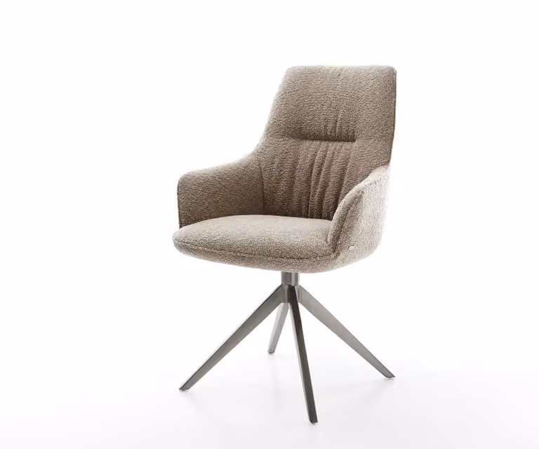 DELIFE Zelia-Flex Draaistoel met Armleuning, Bouclé Stoff, Grafiet, 360° Draaibaar met Rocker-functie