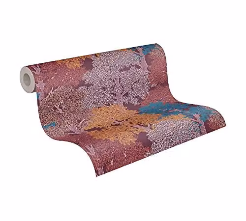 Architects Paper Bos Floral Impression Vliesbehang - Lila Rood Geel - 10.05 m x 0.53 m