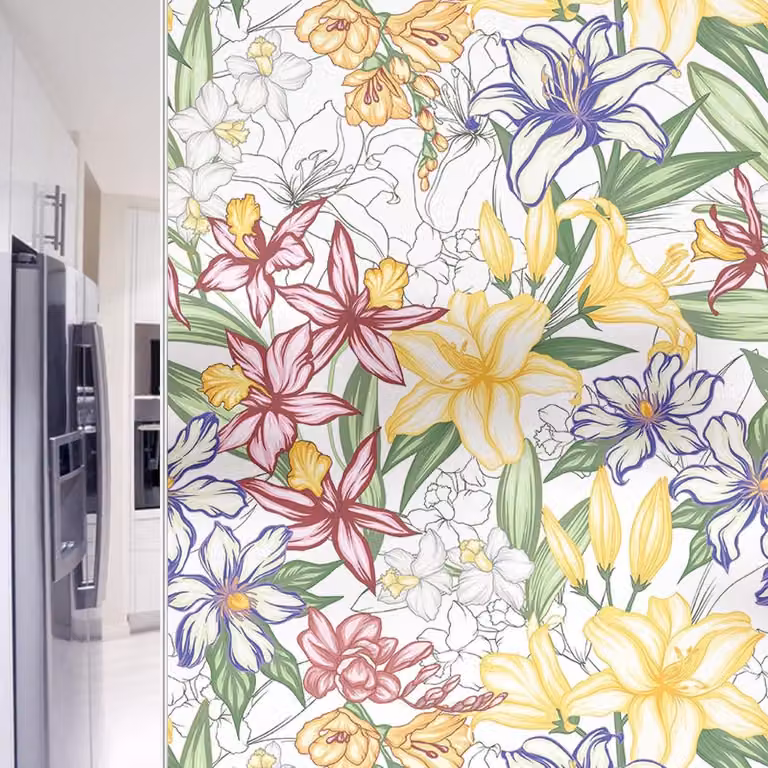 Merkloze Decoratieve Raamfolie Privacy Gele Lelie - 45 x 200 cm
