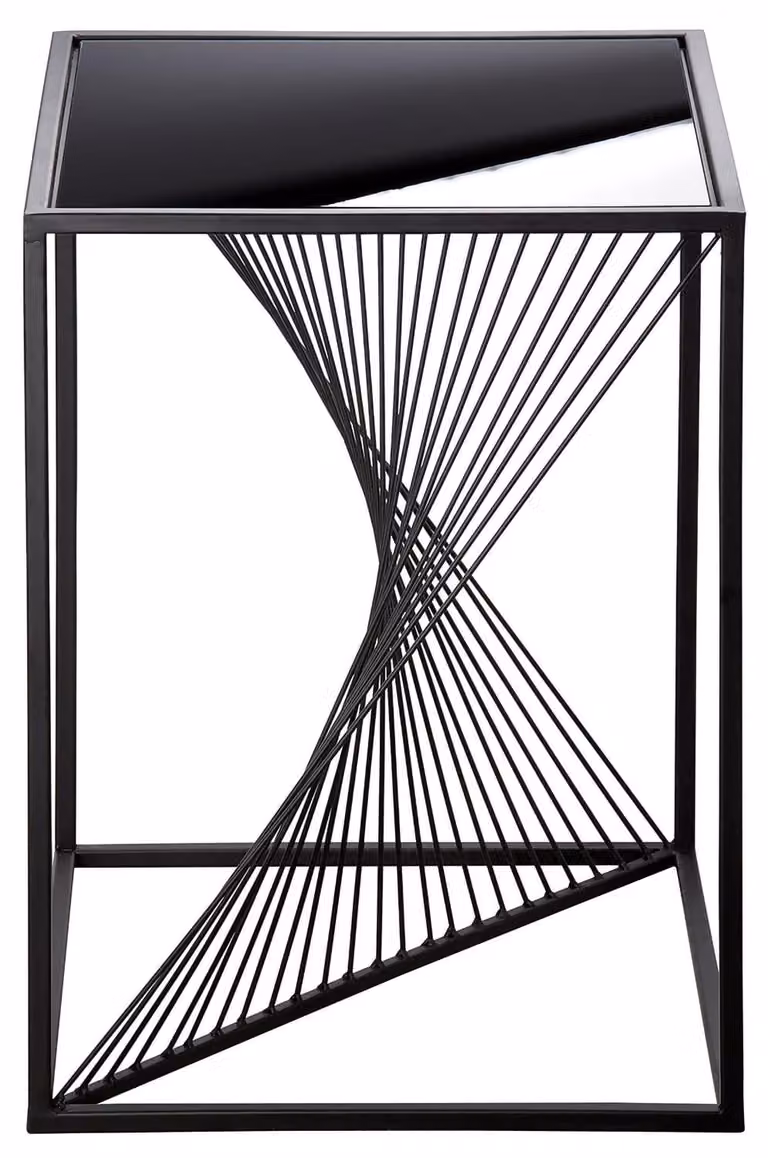 Gilde bijzettafel Ray zwart glas en metaal B/D/H: 48 x 48 x 51 cm