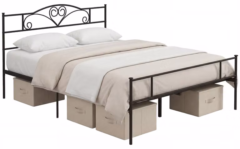 HOMCOM stalen bedframe met lattenbodem en opbergruimte, 160 x 200 cm