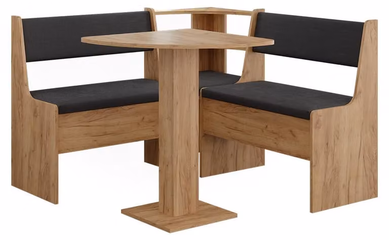 Vicco Roman Hoekbankgroep met eettafel, Goudkleurig Eiken/Antraciet, Model 63020