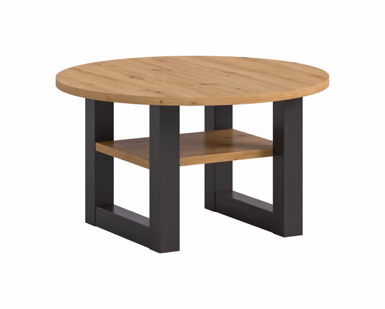 Seattle salontafel met 1 plank in eiken decor, Diameter: 75 cm