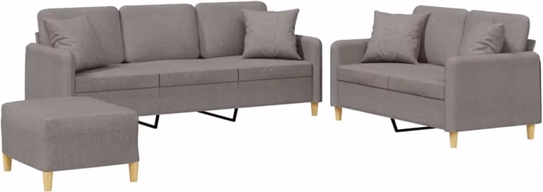 vidaXL 3-delige loungeset met kussens in taupe
