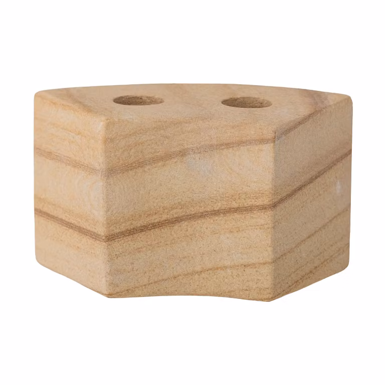 Bloomingville Florida kaarsenhouder in beige natuursteen B: 14,5 cm, D: 8 cm, H: 7,5 cm
