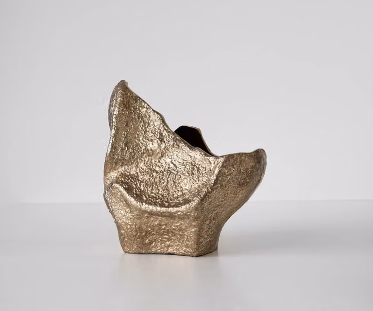 DELIFE Vaas Grotta Handgemaakt Aluminium Champagner B: 31 cm, D: 20 cm, H: 34 cm