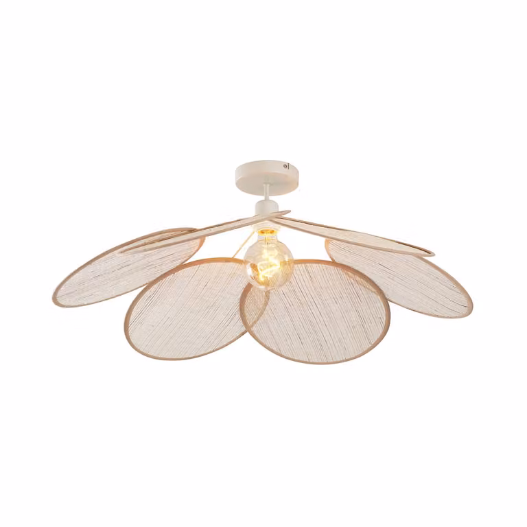 Qazqa Scandinavische plafondlamp beige met linnen kap