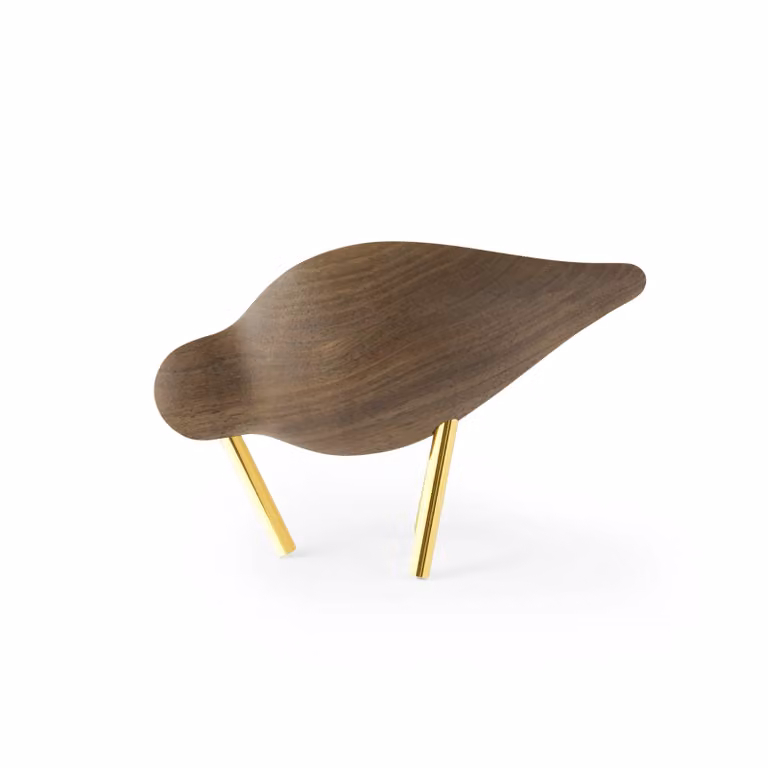 Normann Copenhagen Shorebird decoratiebeeldje klein, walnoot en messing