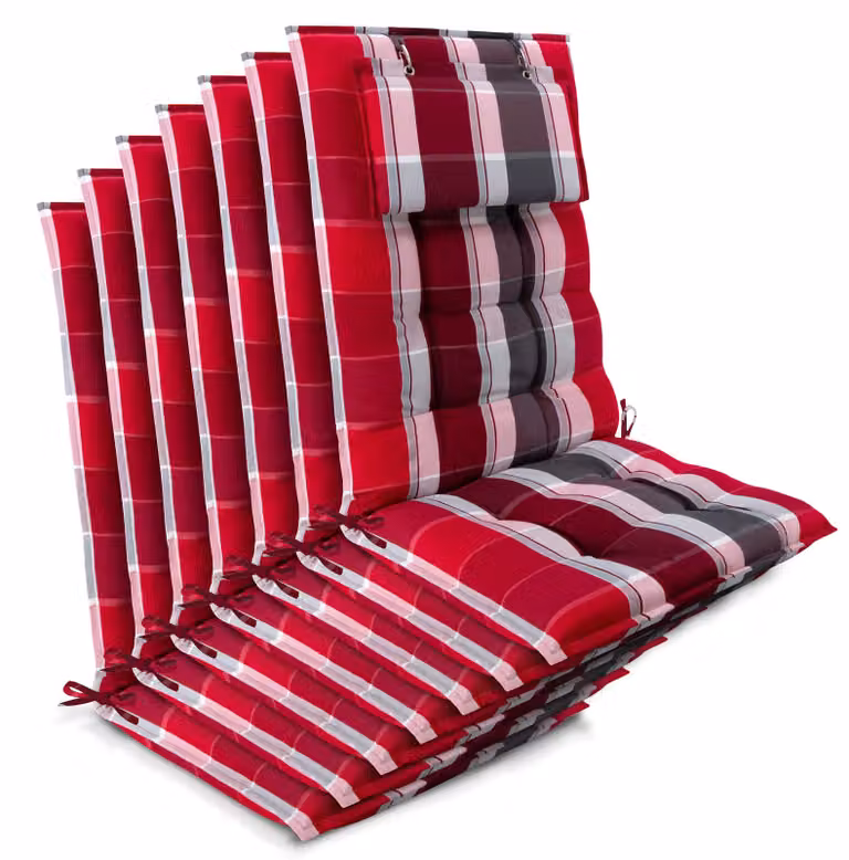 Beautissu 7-delige set zonnekussens voor hoge rugleuningen, rood gestreept, B/D/H: 120 x 50 x 8 cm