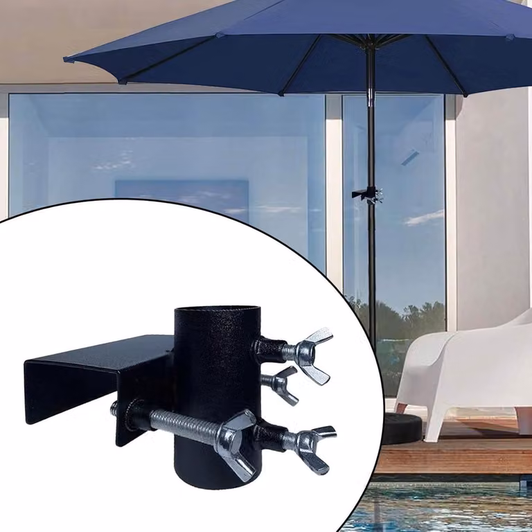 Verstelbare metalen parasolhouder met balkon klem voor het creëren van schaduw - 12,5 cm