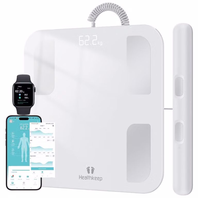 Healthkeep Intelligente badkamerweegschaal met bio-impedantiemeting en 18 metingen voor Android en iOS