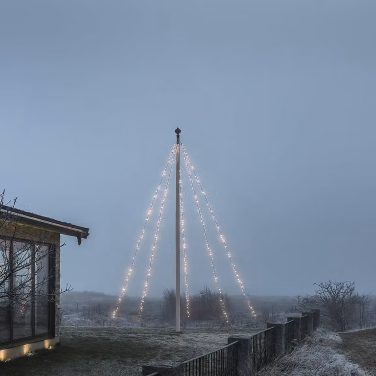 Konstsmide Led Verlichting voor Vlaggenmast - 5x 100 Led - Warm Wit - 8m