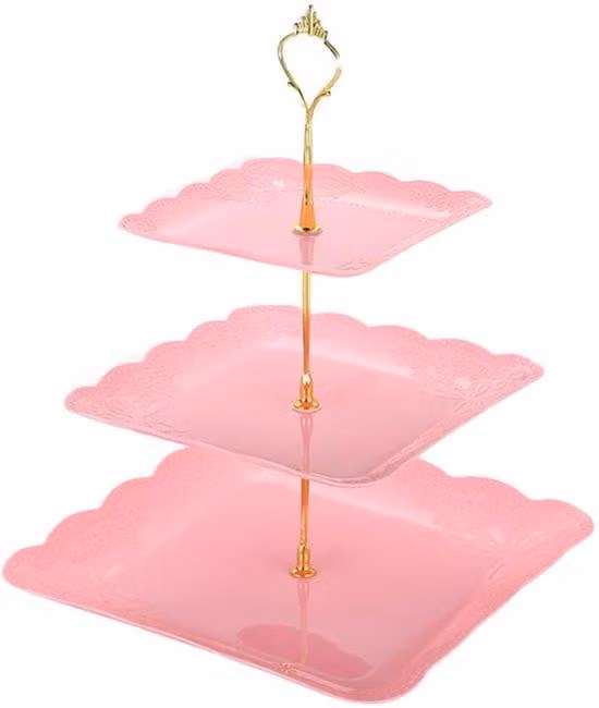 Roze ronde drielaagse taartverpakking van PP-materiaal, diameter 25 cm, hoogte 3 cm